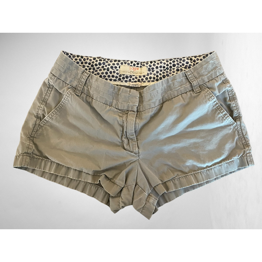J. Crew Khaki 100% Cotton Chino Broken-In Shortie Shorts Womens Sz 6
